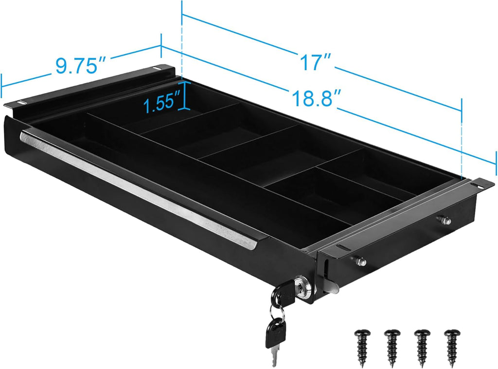 18.8 inch Under Desk Pull-Out Drawer with Lock Sliding Metal Pencil Drawer V6835