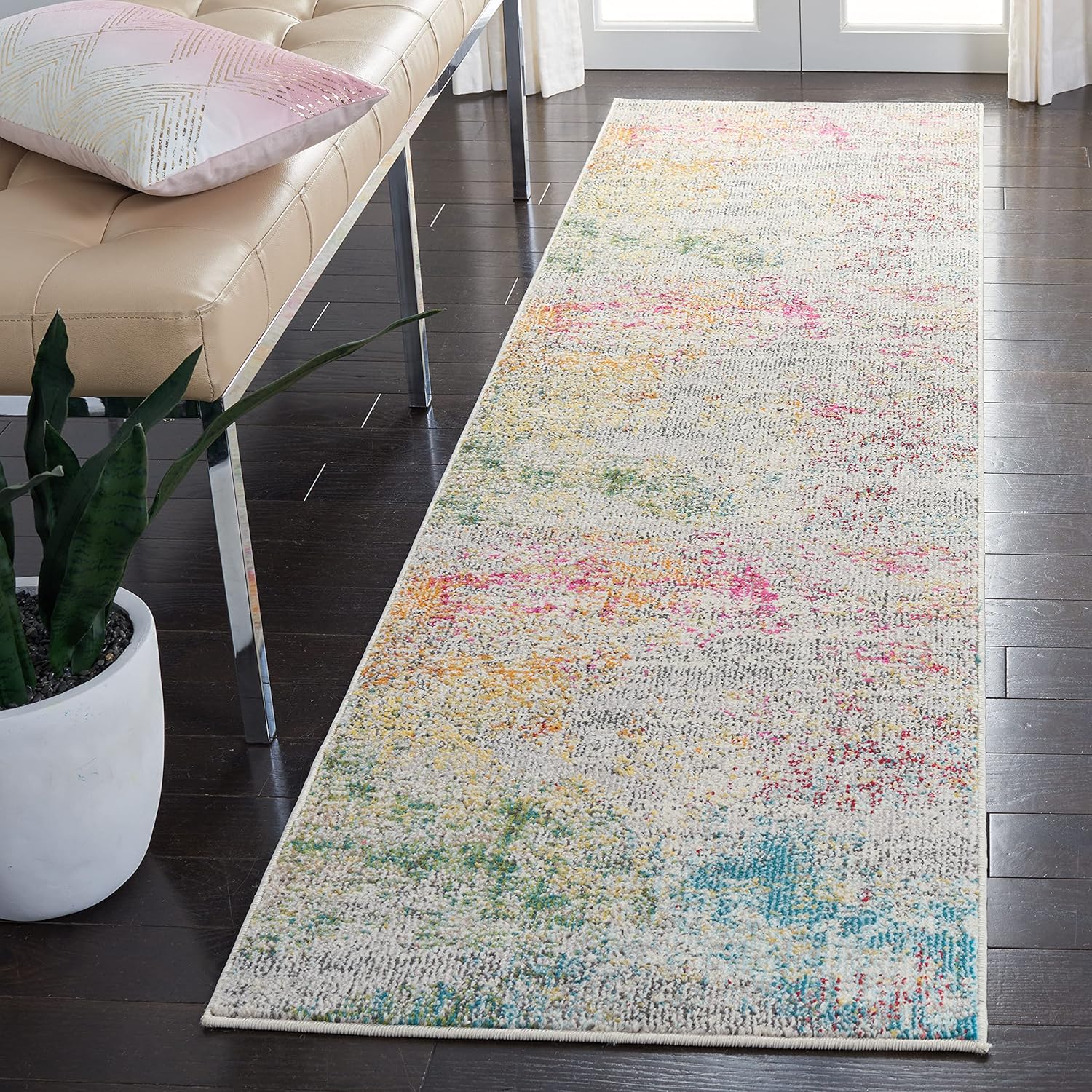 2'2" x 12' Grey Gold Runner Rug B12500