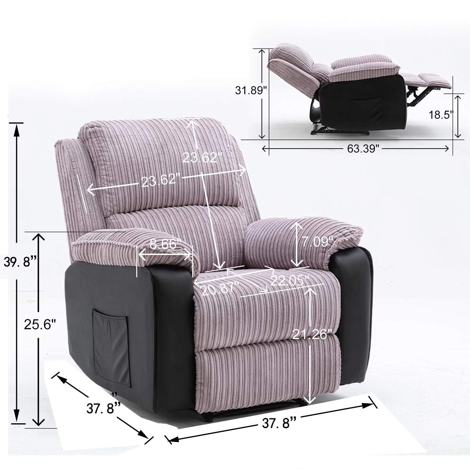 Electric Lift Recliner with Heat and Massage, Heavy Lounge Chair with Padded Arms and USB F74890