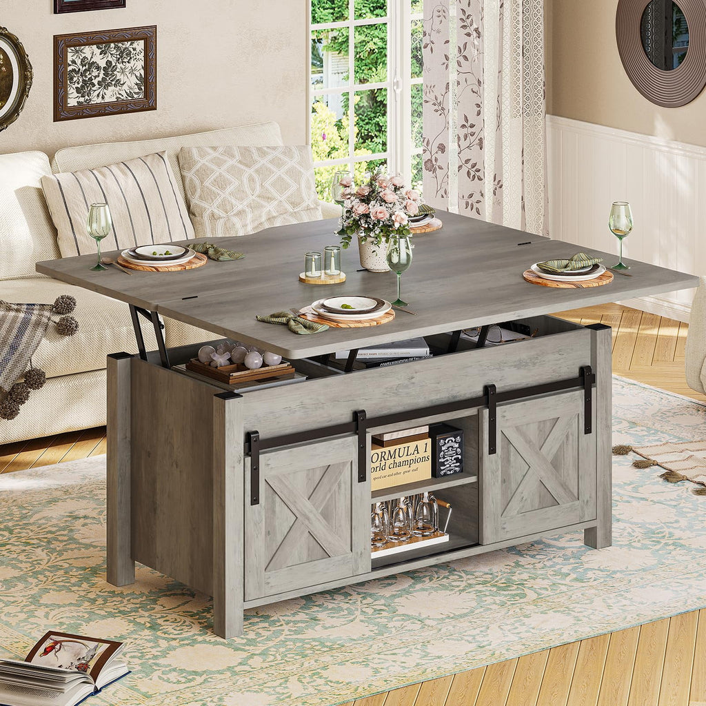 Gray Lift Top Coffee Table with Storage R9132