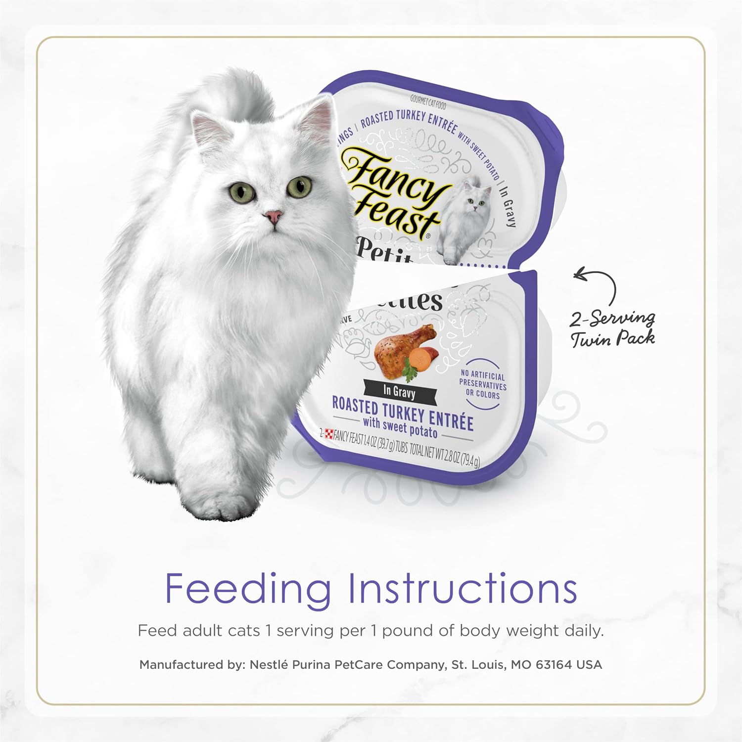 Petites Turkey & Sweet Potato Entree Wet Cat Food, Pack of 12, 2.8 oz. Tubs C207878