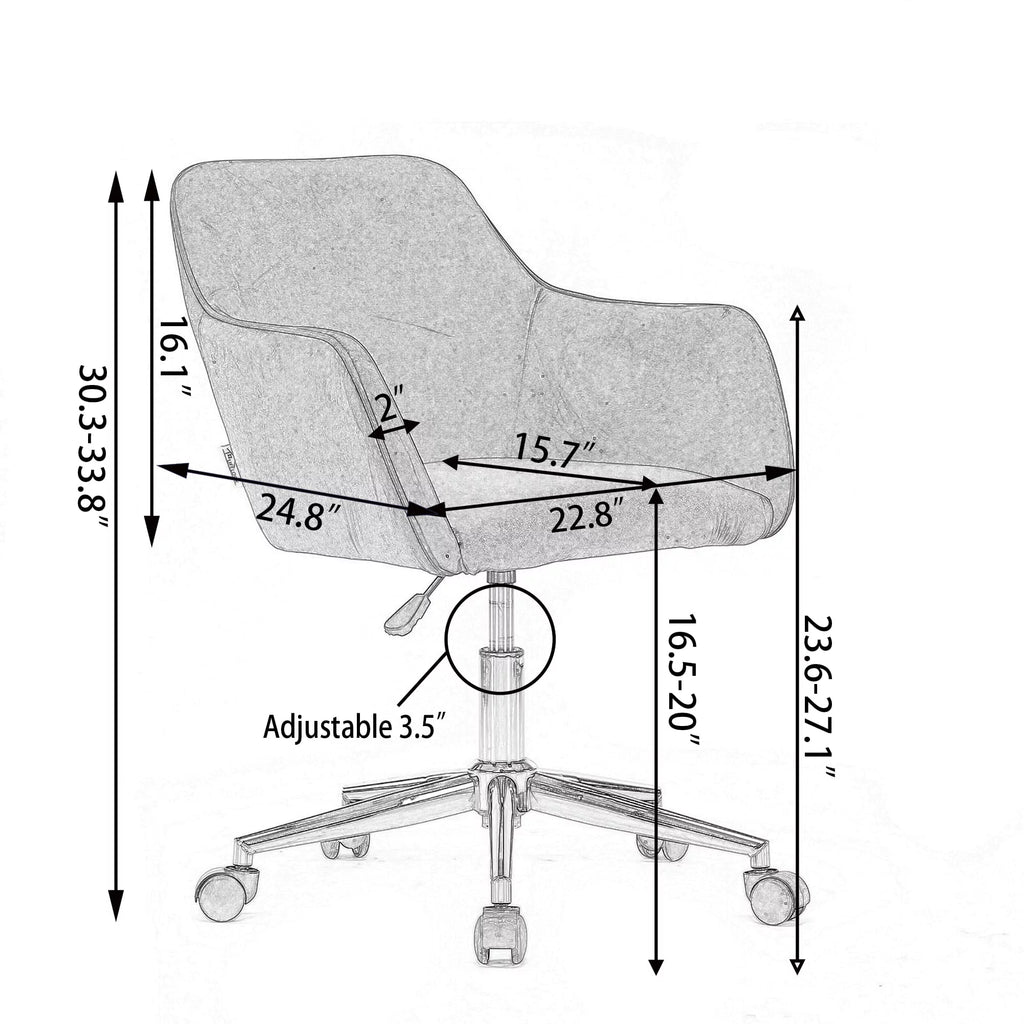 Pink Velvet Adjustable Height 360 Revolving Office Chair with Gold Metal Legs and Universal Wheels K9592