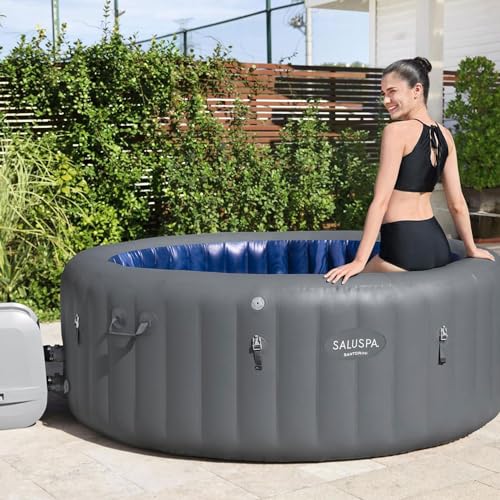 Gray Inflatable Hot Tub with Cover Q633224