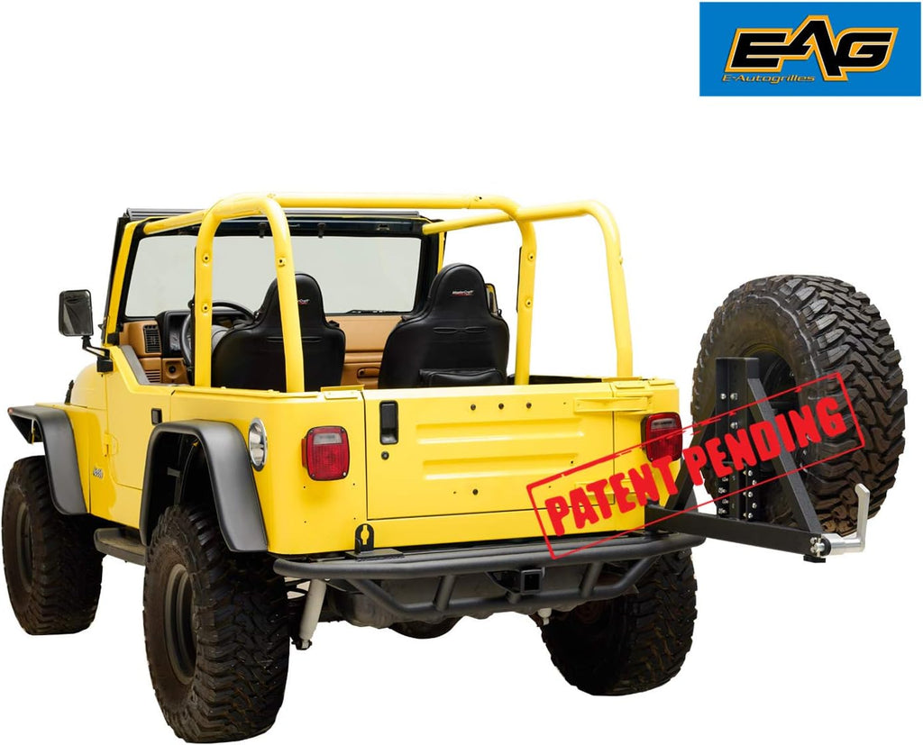 Black Tubular Rear Bumper with Tire Carrier Z27259