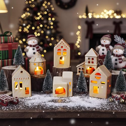 Ceramic Christmas Village Houses Porcelain Christmas Village Sets Matt Ceramic LED Lighted Xmas Town Houses X723809