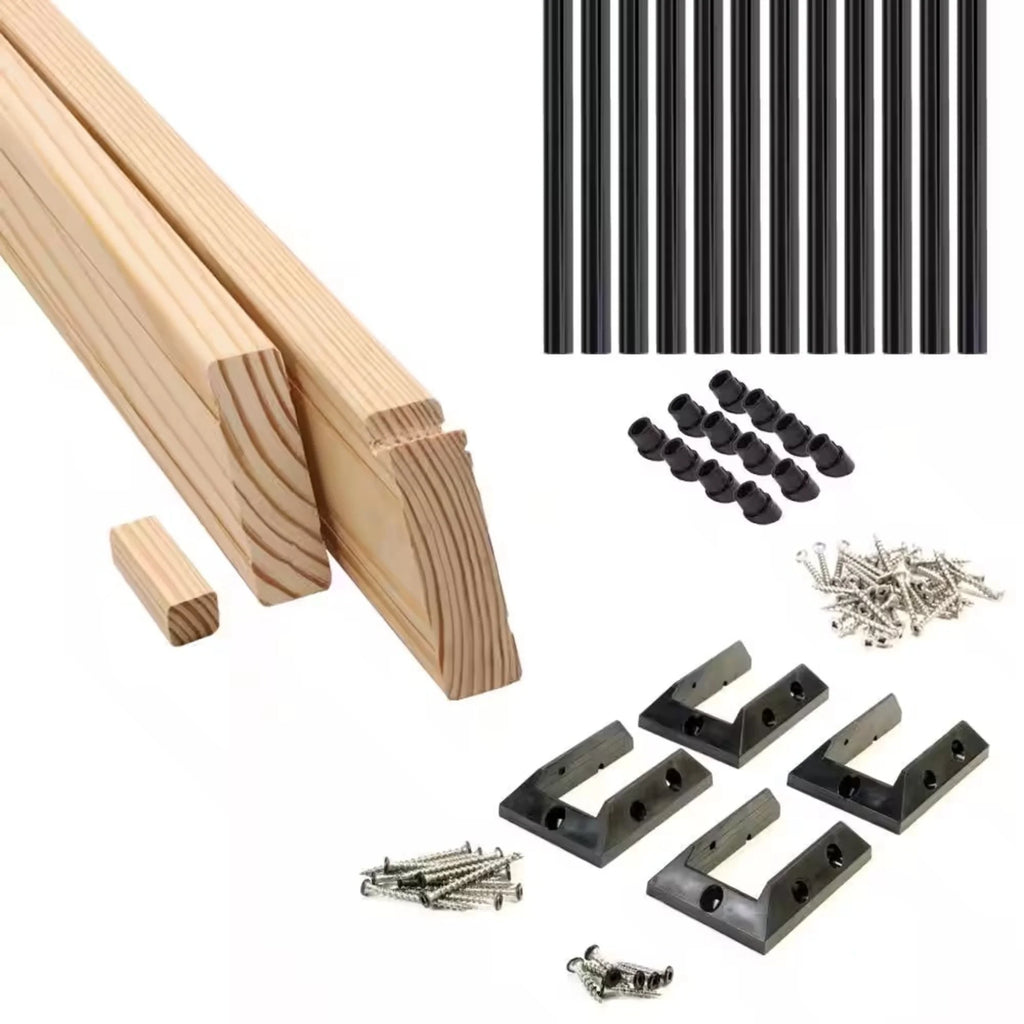 6 Ft. Pressure-Treated Wood Stair Rail Kit with Aluminum Round Balusters J934