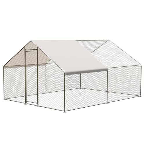 Large Metal Chicken Coop with Waterproof Cover (9.8x13.1x6.6FT) M320497