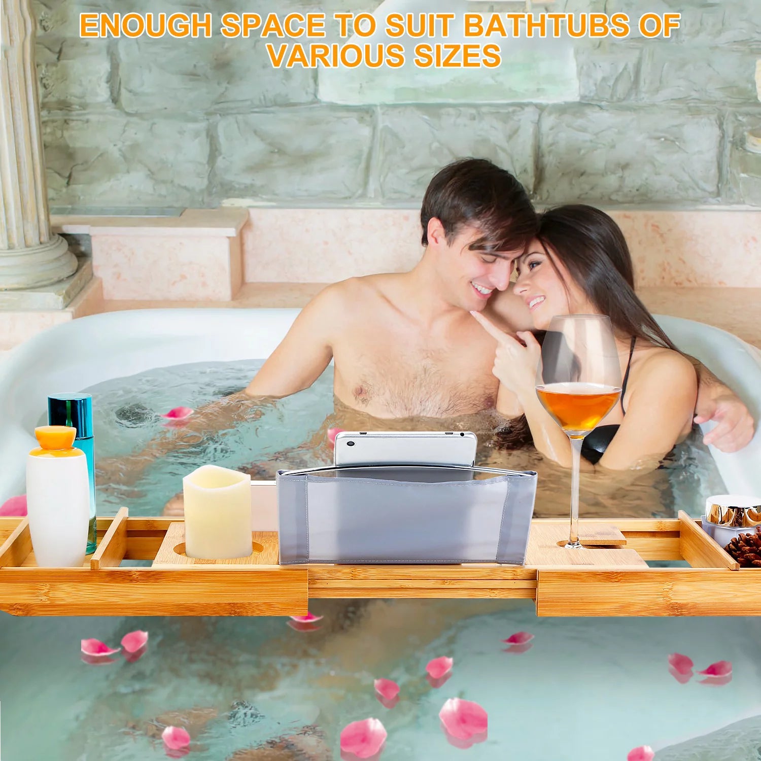 Extendable Bathtub Caddy Tray with Shelves V889