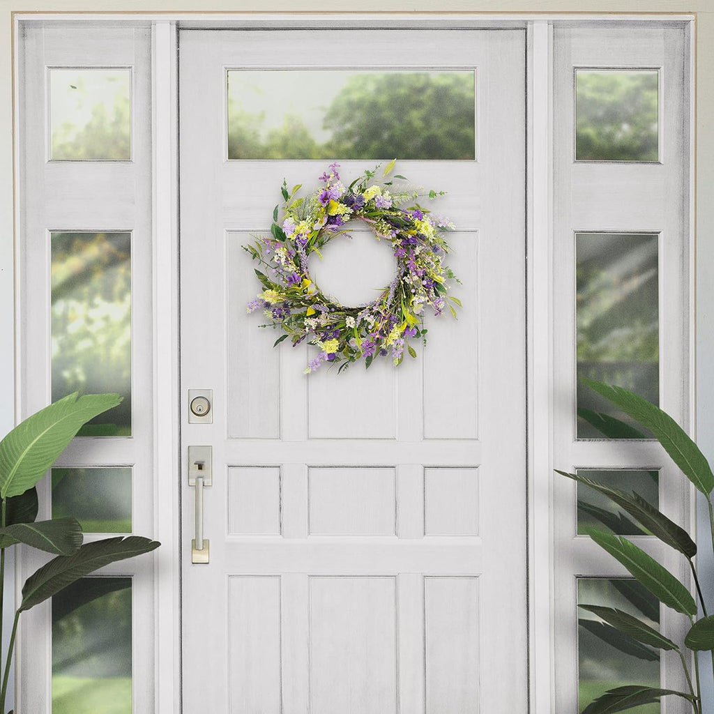 24" Artificial Lavender Floral Door Wreath, Green/Purple H62453