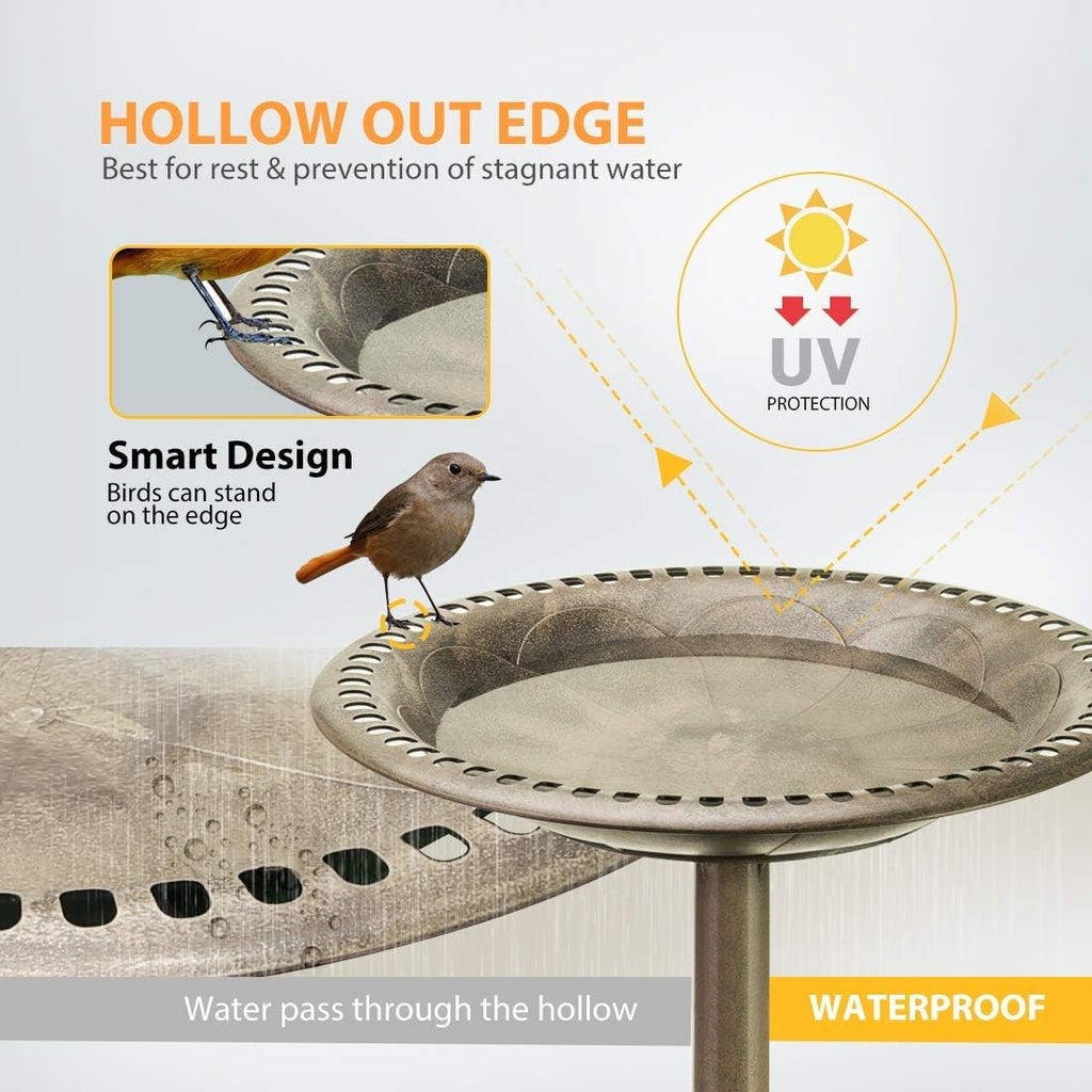 28 Inch Copper Polyresin Bird Bath G870
