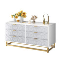 White 6 Drawer Wood Dresser with Metal Legs C231