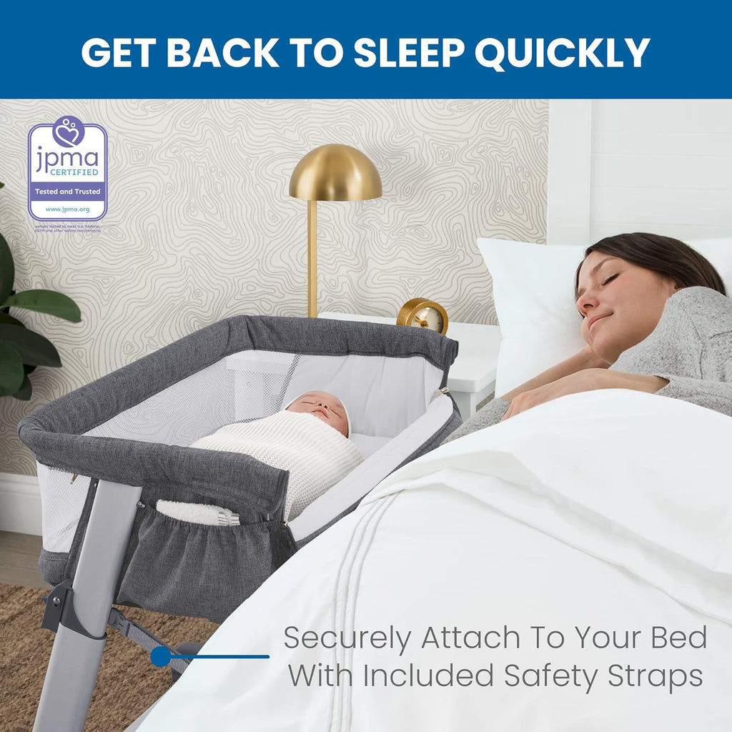 Grey Portable Baby Bassinet with Breathable Mesh T620