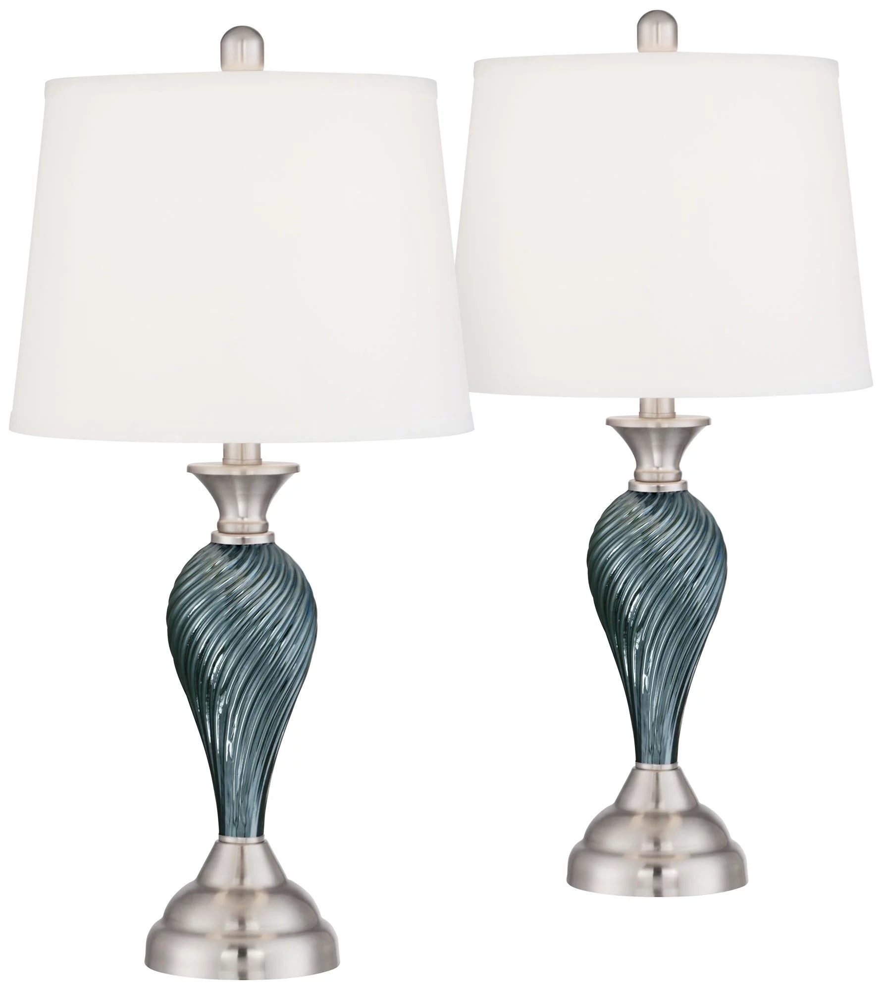 Set of 2 Green-Blue Glass Table Lamps N990672