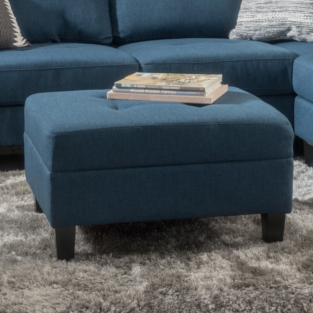 Rectangular Fabric Ottoman, Dark Blue H71131