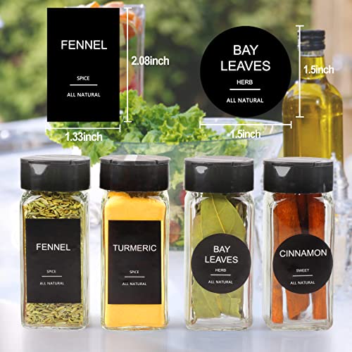 24 Pcs 4oz Glass Spice Jars with Black Metal Caps X827643