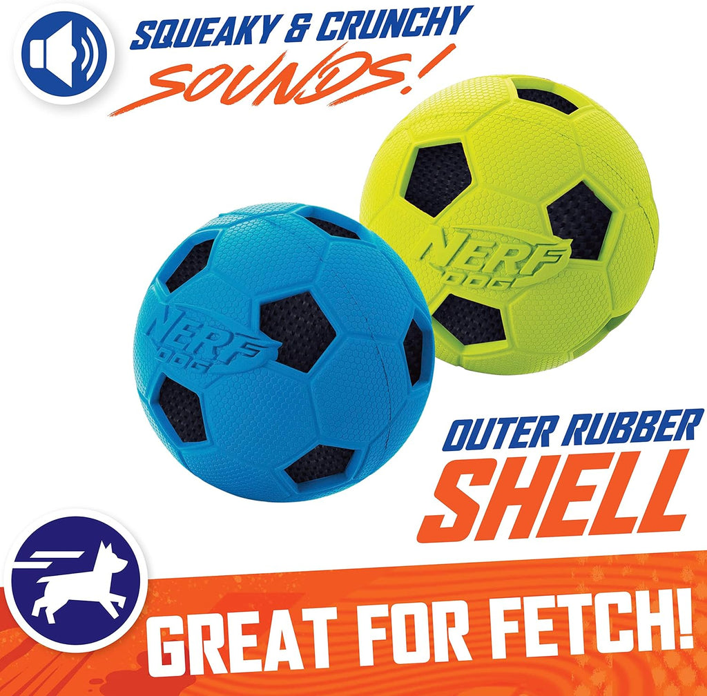 Blue and Green 3 Inch Dog Soccer Ball Toy Two Pack B591