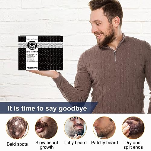 Beard Growth Kit with Beard Growth Oil (2 Packs), Beard Balm, Beard Comb R80433