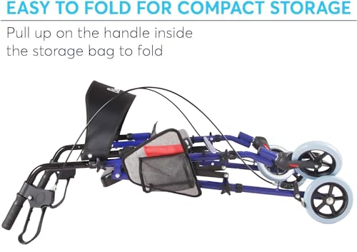 Blue Steel Rollator Walker with Seat Y1259