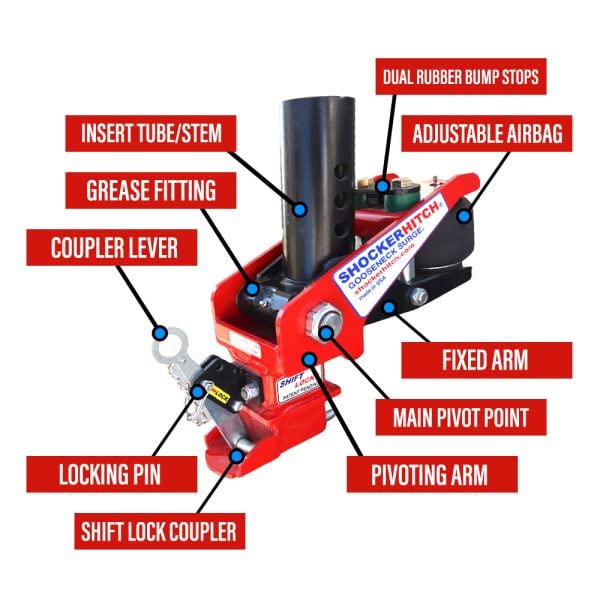 Gooseneck Air Hitch & Coupler, 4" RND AnglePin 2-5/16" Ball Coupler I764520