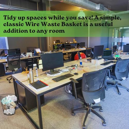 Wire Mesh Round Waste Basket 9 inch Black Z25286