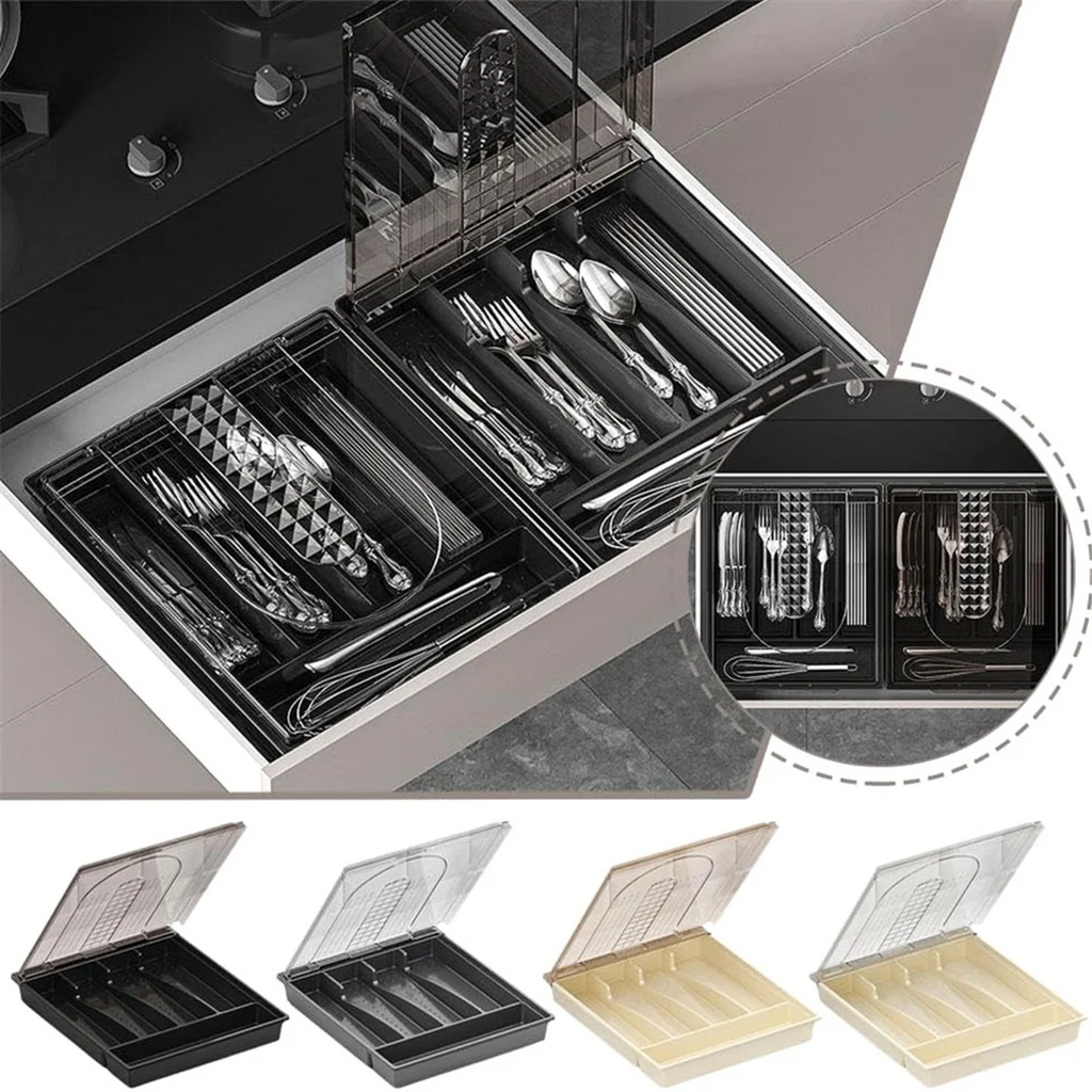 Plastic Cutlery and Flatware Storage Box with Lid O399