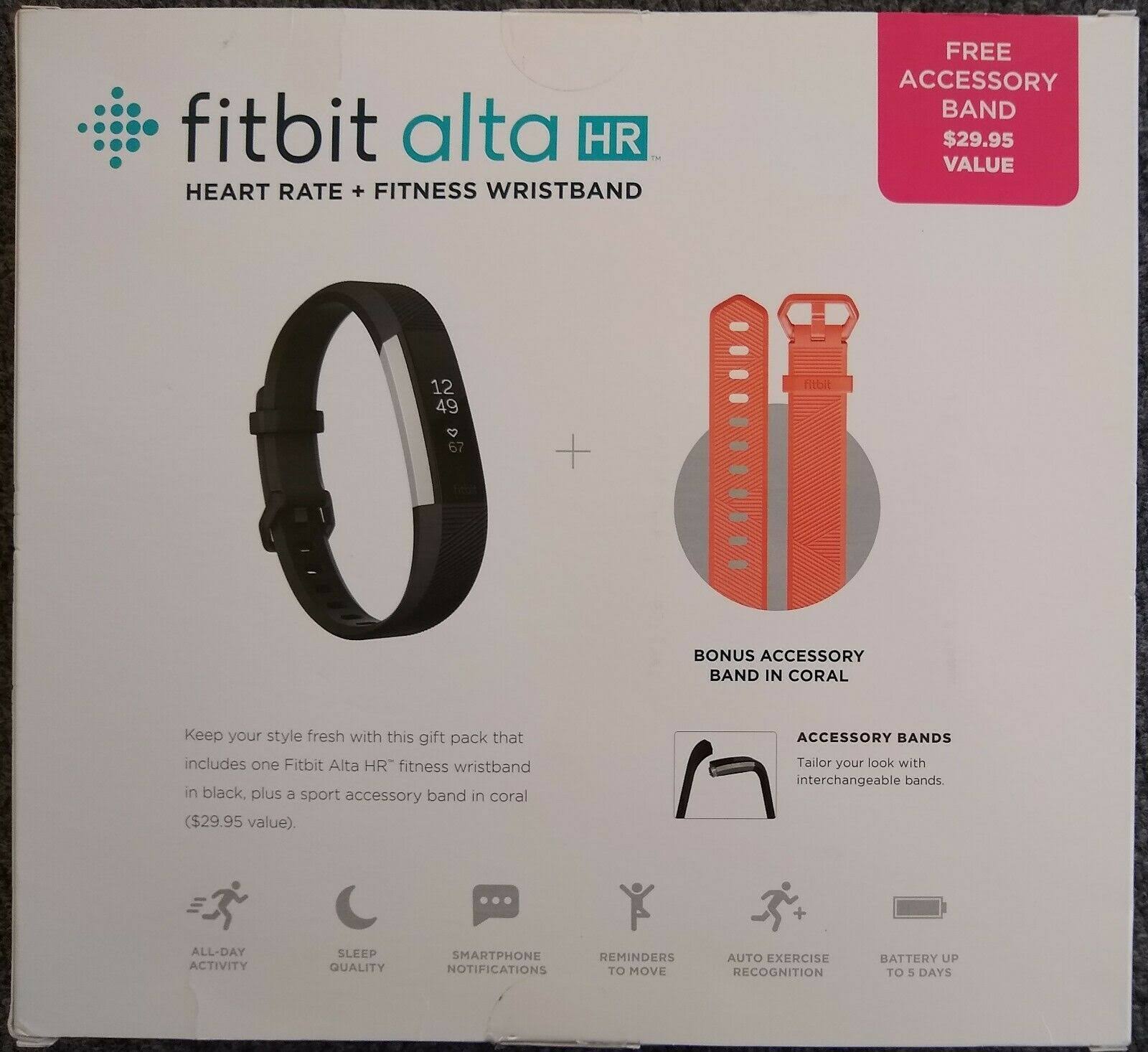 Activity Tracker with Heart Rate Monitor - Small - Black/Stainless Steel Q624