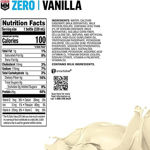 Chocolate Protein Shake, 20g Protein, Zero Sugar, 11.16 Fl Oz (Pack of 12) N885116