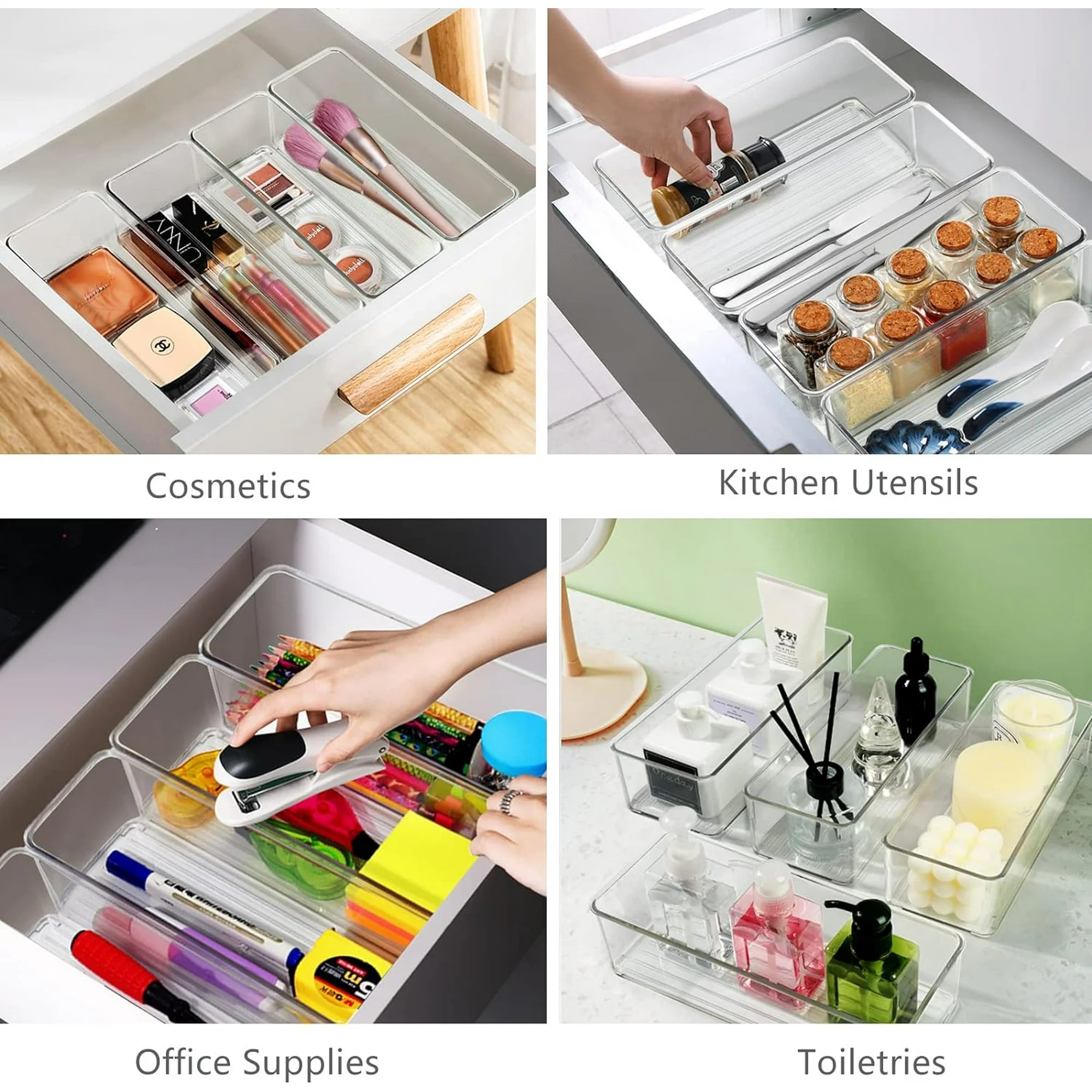 8 PACK Clear Plastic Stackable Storage Bins U8775
