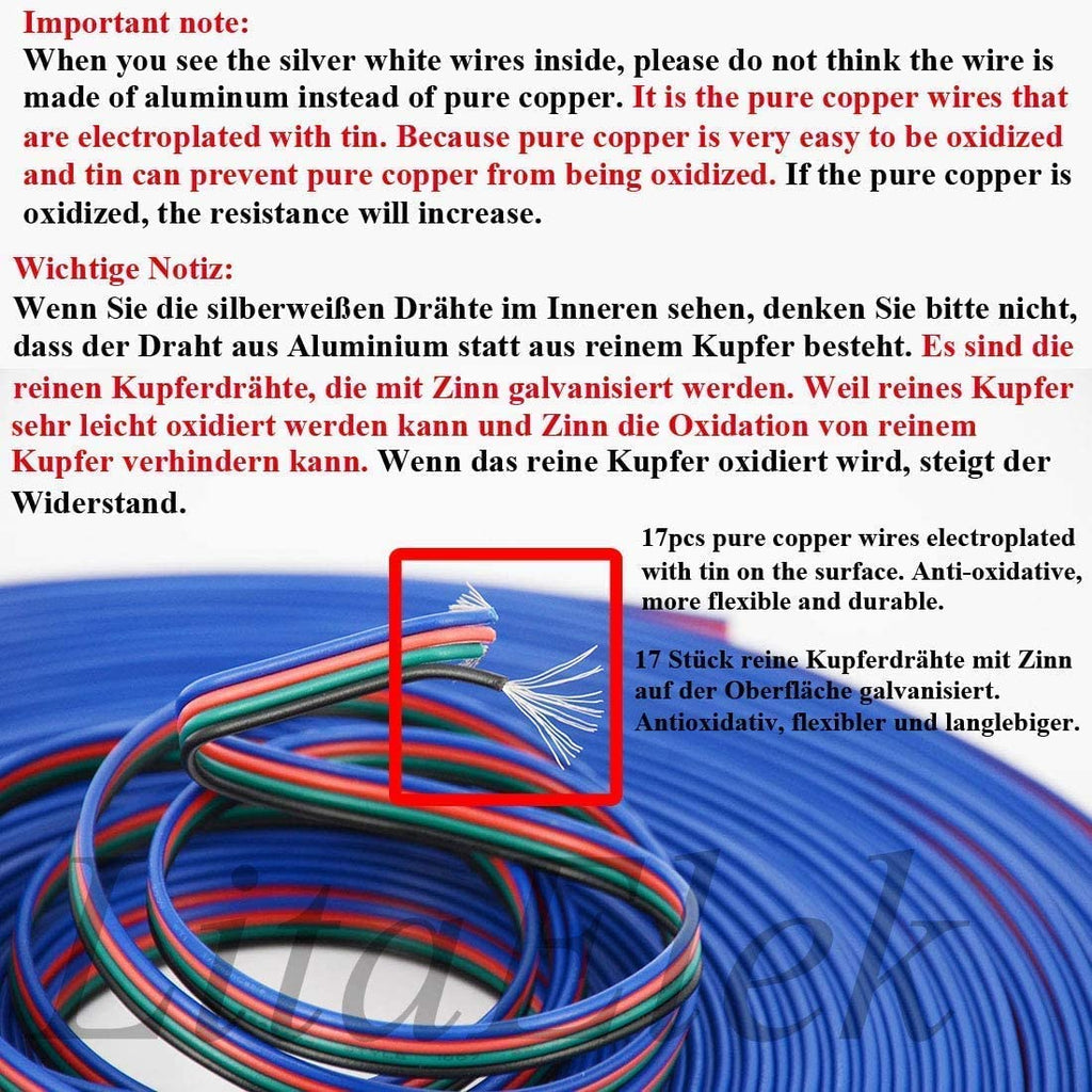 22AWG 10m/33ft 4 Pin RGB LED Extension Cable I261230