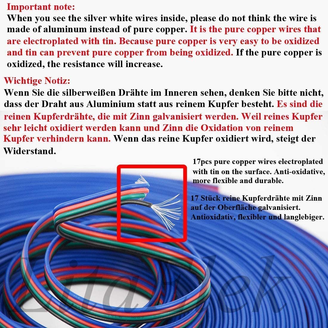 22AWG 10m/33ft 4 Pin RGB LED Extension Cable I261230