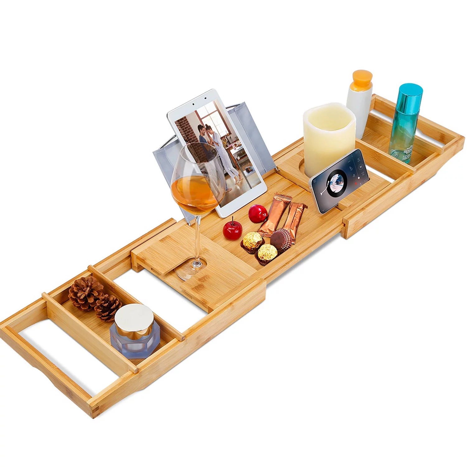 Extendable Bathtub Caddy Tray with Shelves V889