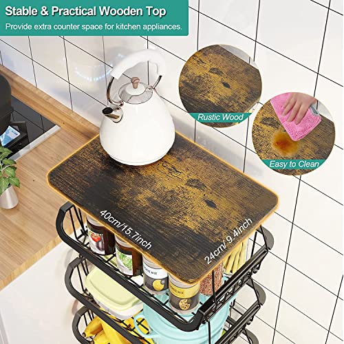 5 Tiers Metal Kitchen Storage Cart with Wheels G460965