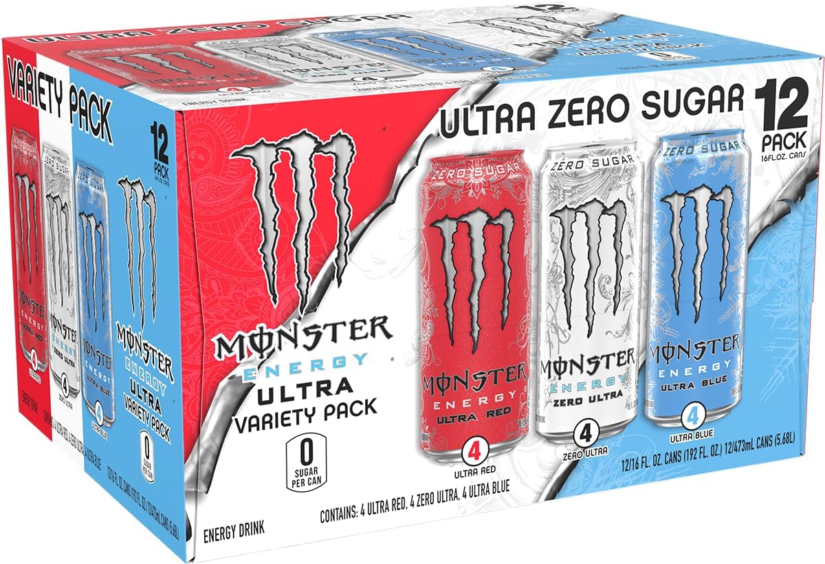 3 Flavor Variety Pack Sugar Free Energy Drink, 16 Ounce (Pack of 12) D7084