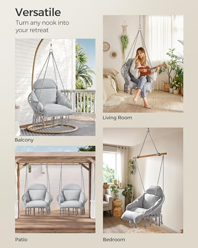 Cream White Hanging Hammock Chair with Cushion C518609