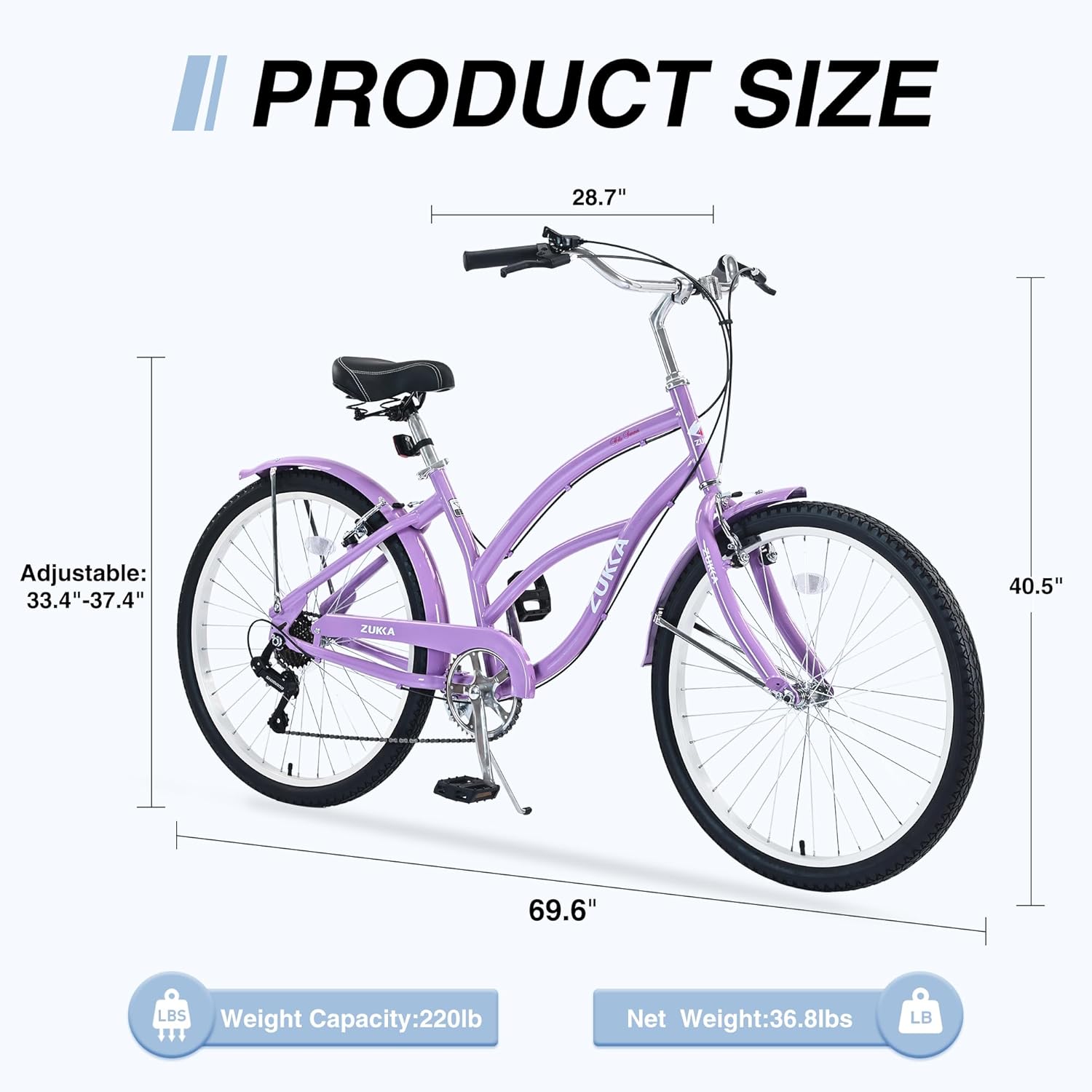 26 Inch 7 Speeds Steel Frame Beach Cruiser Bike V948728