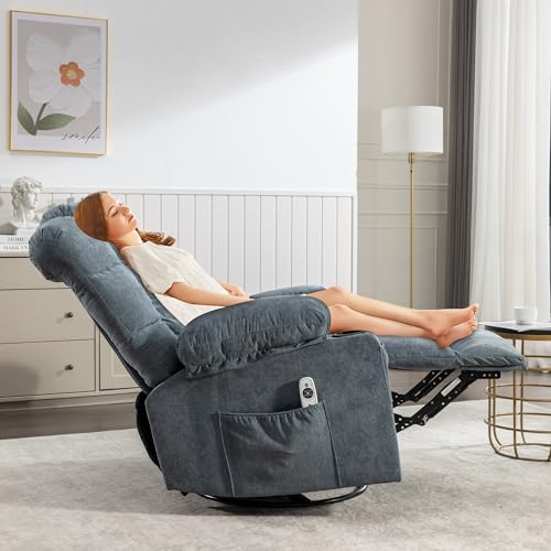 Brown Fabric Electric Recliner Chair with Lumbar Support and Cup Holders Q35470