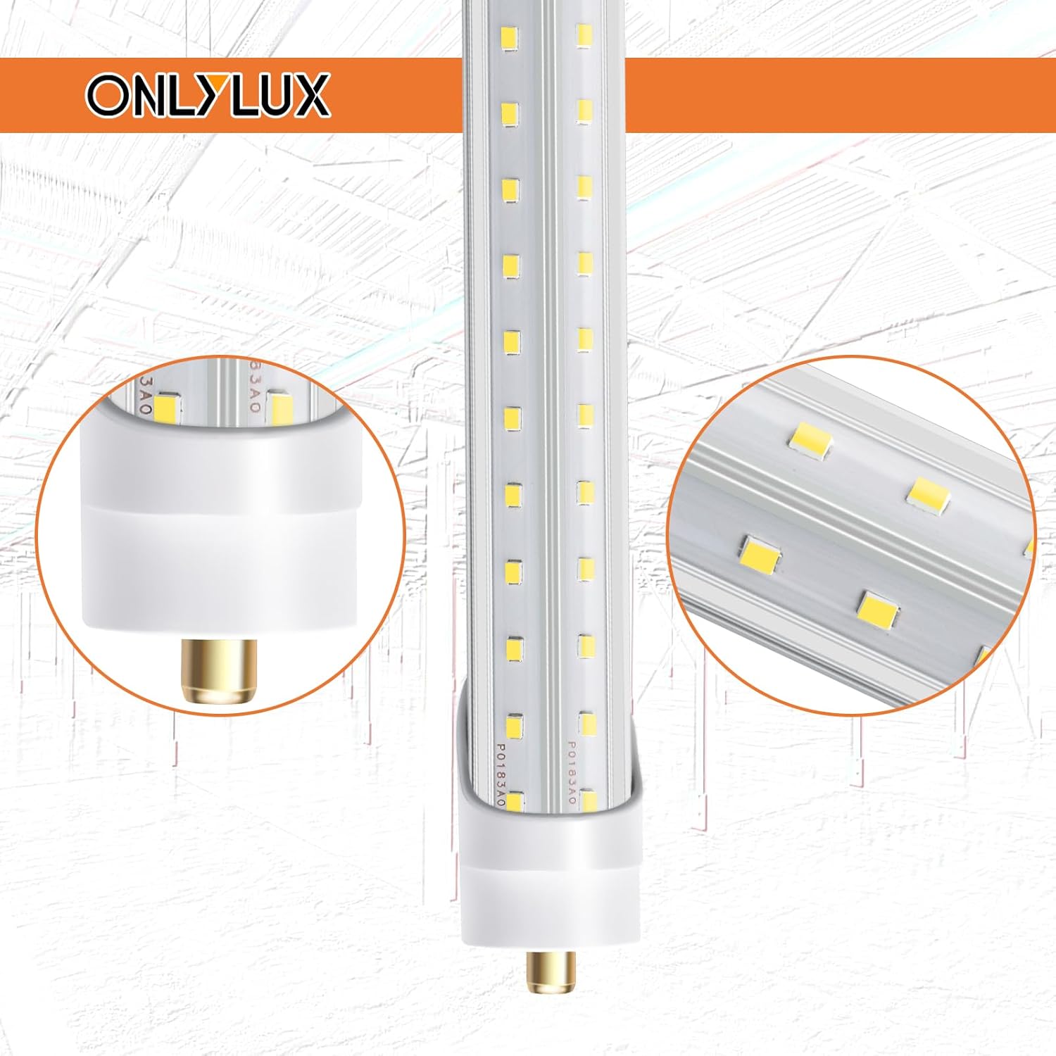 8ft 72W 6000K 10000lm T8 T10 T12 FA8 LED Bulbs (Pack of 12) W859