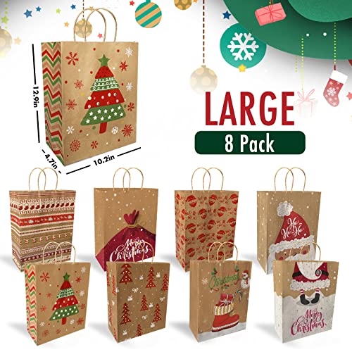 24 Pack Assorted Sizes Kraft Paper Bags with Handles and 50 Tags A46786