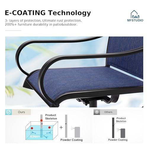 8 Piece Patio Dining Set with 6 Grey Sling Swivel Chairs, 1 Rectangular Metal Table and 1×13 FT Beige Outdoor Umbrella X773