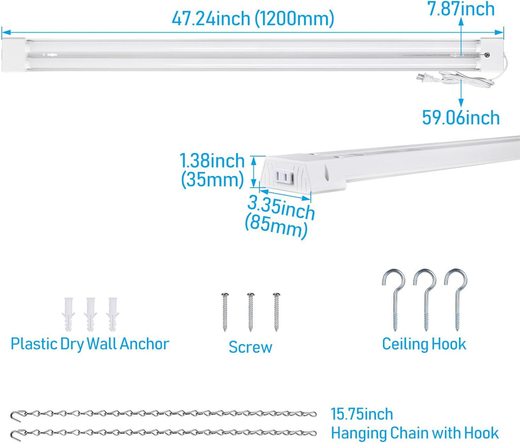 10-Pack 4FT 40W 5000K Daylight Linkable LED Shop Light with Pull Chain E664546