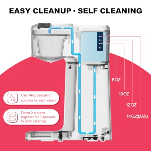 2 in 1 K Cup Coffee Maker, Single Serve Coffee Maker for Capsule and Ground Coffee, Pod Coffee Maker with Self-Cleaning Function, 8-14 oz Brew Size X127