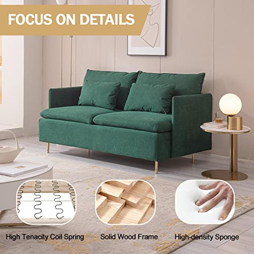 Green Cotton Linen 2-Seat Loveseat Couch G794687
