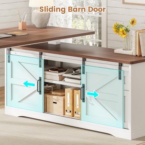Black L Shaped Standing Desk with Storage Drawers and Power Outlets K62772