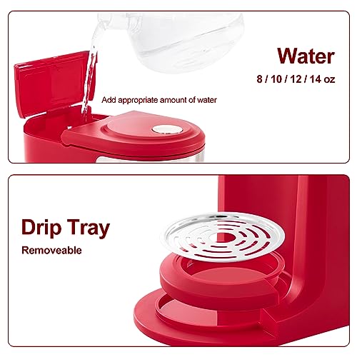 2 in 1 K Cup Coffee Maker, Single Serve Coffee Maker for Capsule and Ground Coffee, Pod Coffee Maker with Self-Cleaning Function, 8-14 oz Brew Size X127