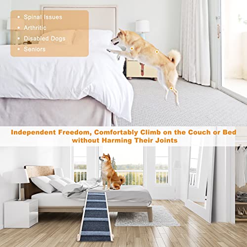 Adjustable Wooden Pet Ramp for Bed, 200Lbs Capacity J375842