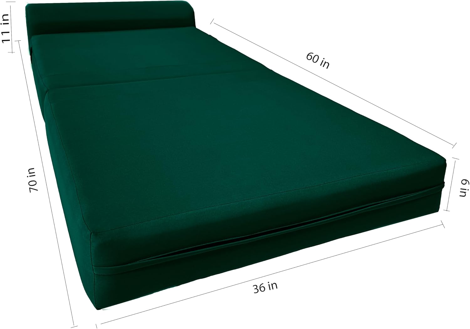 Hunter Green Folding Foam Sleeper Chair Sofa Bed, 70 x 36 x 6 in H576322