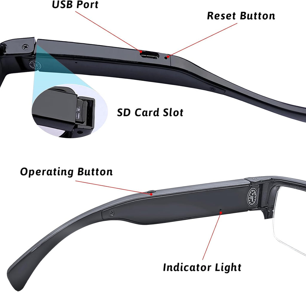 HD 1080p Video Recorder Glasses with 32G Micro SD Card Y36527