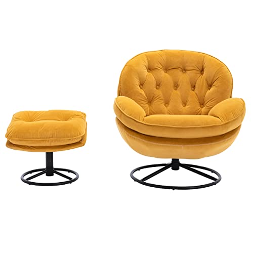 Purple Velvet Swivel Accent Chair with Ottoman Set P271341