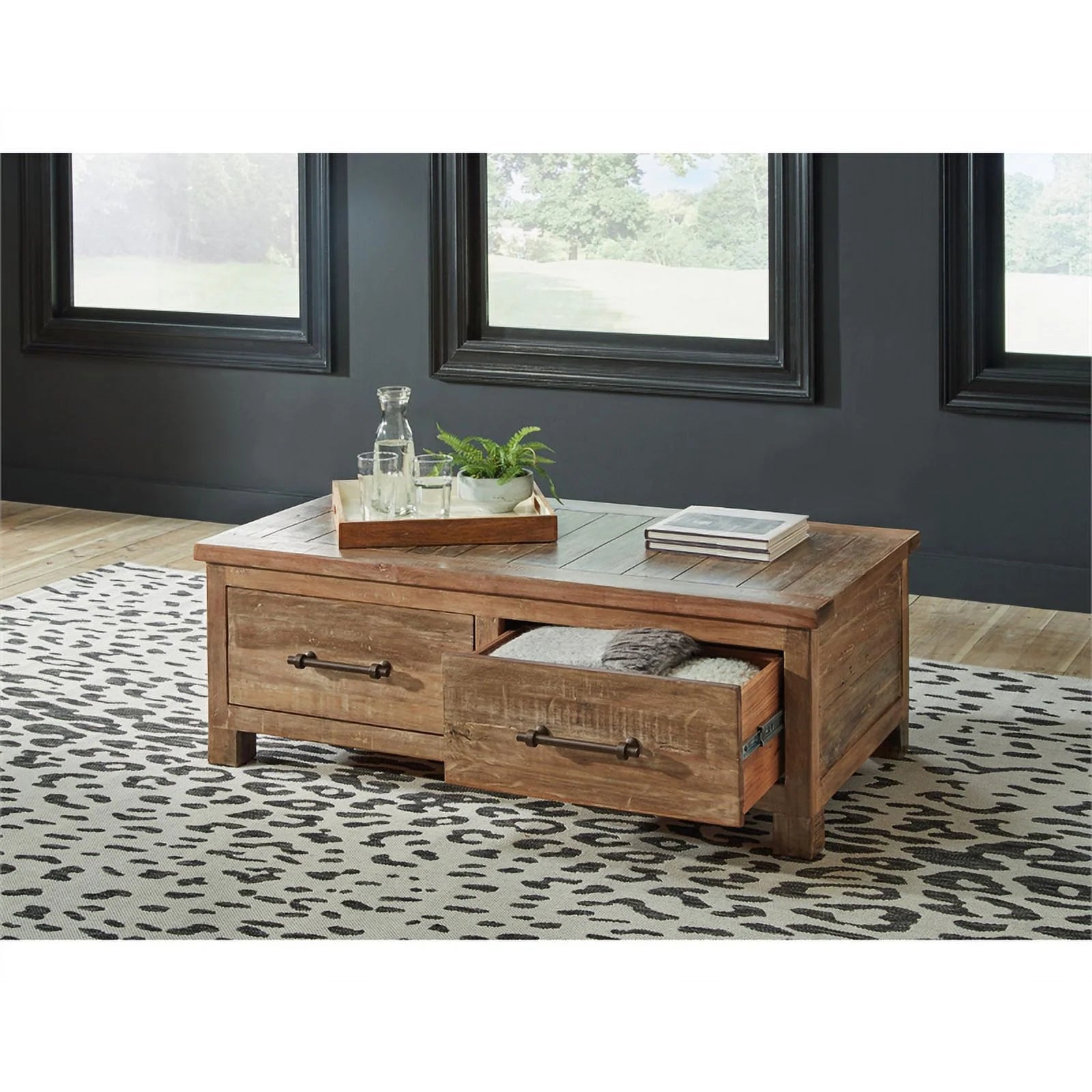 Dark Brown Wood Coffee Table with Storage R681810
