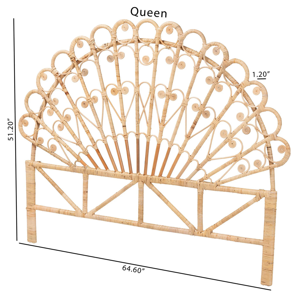 Natural Brown Rattan Queen Size Headboard U9919
